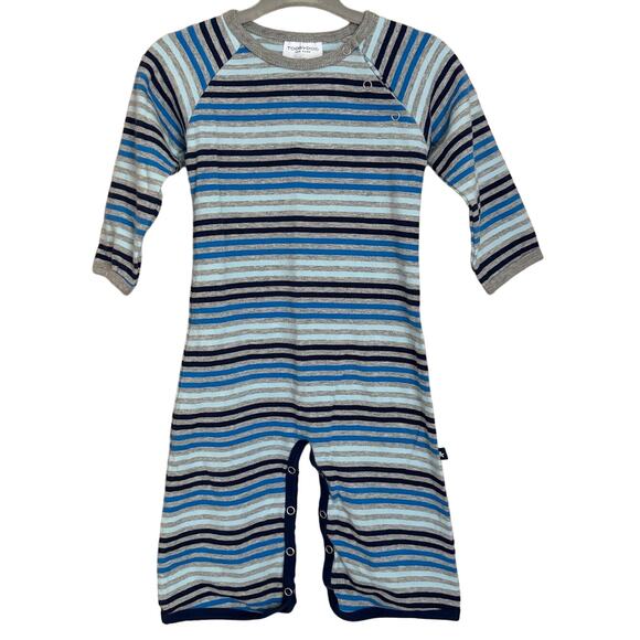 TOOBYDOO New York Long Sleeve Striped Blue Baby Boy Romper Outfit 6-12 Months - Picture 1 of 4